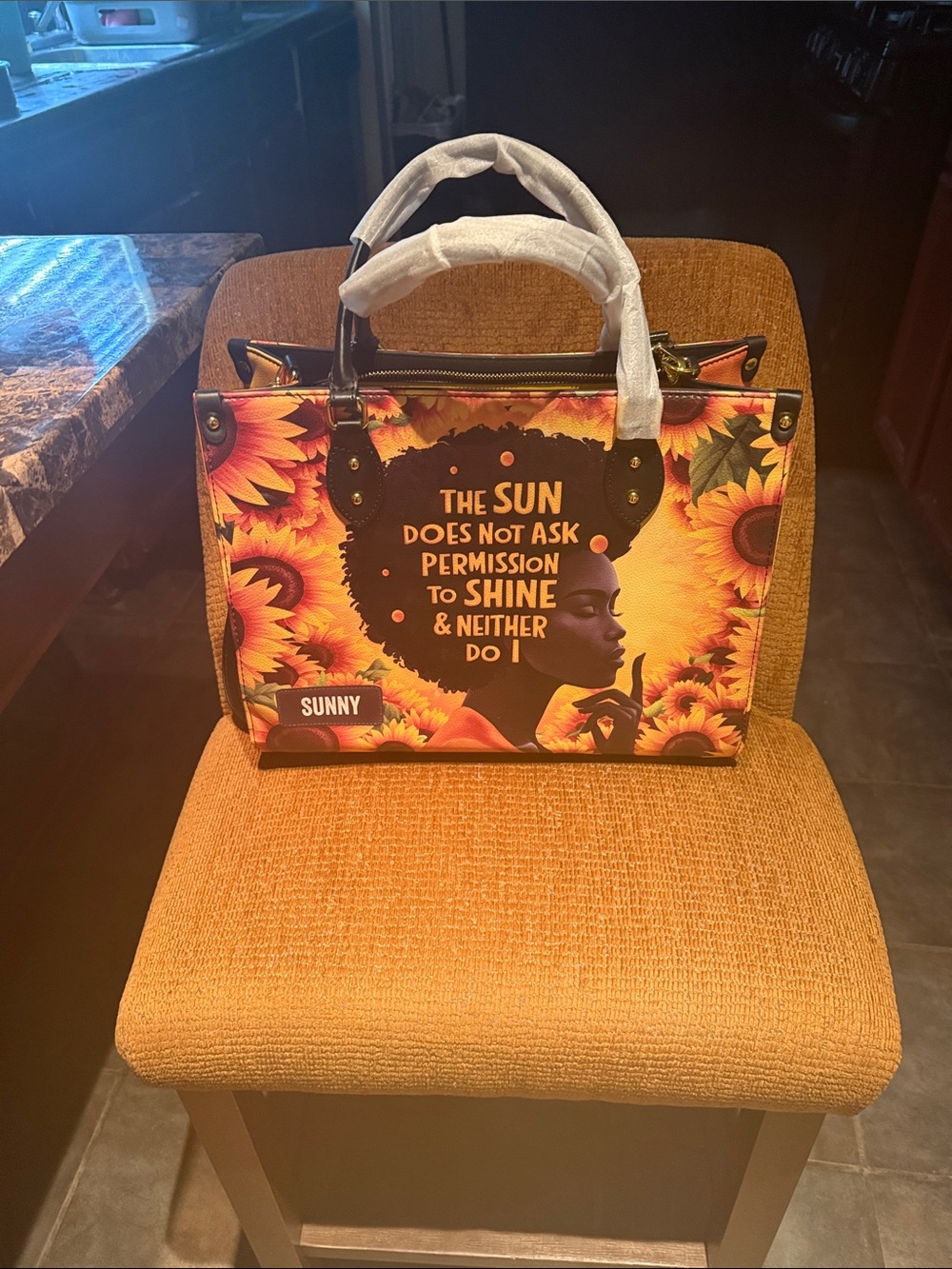 Sunny Floral Sunflower Tote Bag - Vibrant Orange Design